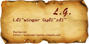 Lőwinger Győző névjegykártya